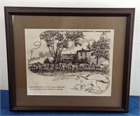 Framed Trotting Horse Farm Print