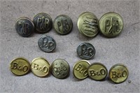 B&D Balt. Ohio Buttons & P&R PHL Railroad Buttons