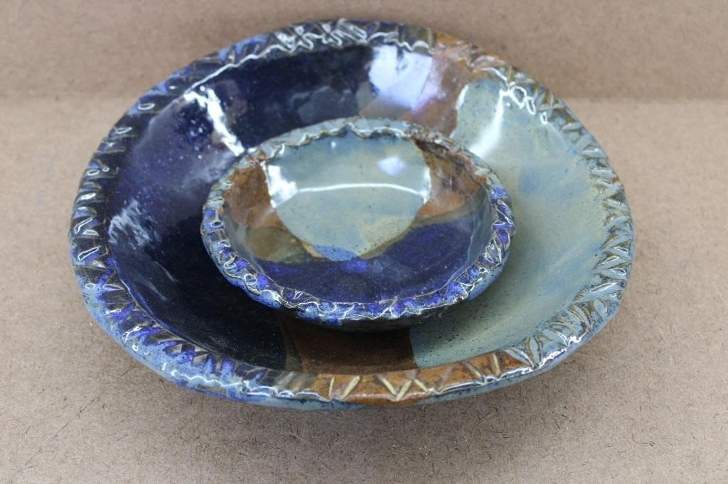 Signed Sterling Handmade Pottery Bowls