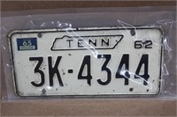 62-65 Tennessee License Plate