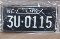 61 Black Tennessee License Plate
