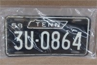 59 Black Tennessee License Plate