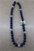 Kate Spade Beaded Bow Necklace Navy Blue/ White