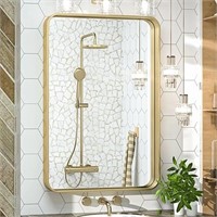 Tokeshimi 20 X 30 Inch Gold Bathroom Wall Mirror