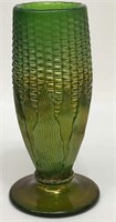 Northwood Green Iridescent Glass Corn Vase