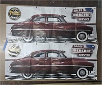 2 1949 Mercury Coupe Garage Scene Vinyl Banner