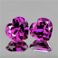 Natural Heart Purple Rhodolite Garnet Pair{Flawles
