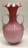Pink Satin Diamond Optic Case Glass Vase