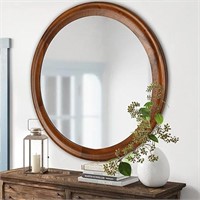 Culer Round Wall Mirrors 30 Inch,wood Rustic