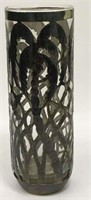 Mexico Sterling Silver Overlay Glass Vase