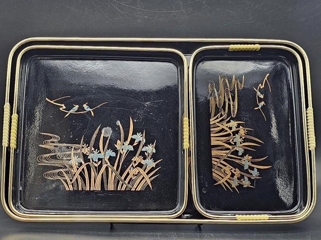 (3) Mid Century Japanese Lacquerware Nesting Trays
