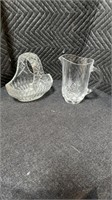 Crystal pitcher and basket