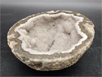 Cut Milky Quartz Crystal Geode Rock