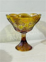 pedestal carnival glass bowl - 8" tall