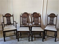(6) Jacobean Revival Dining Chairs, 1 Host Chair
