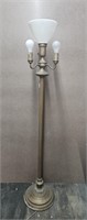 Vtg Brass 3 Arm Floor Lamp w/ Milk Glass Shade