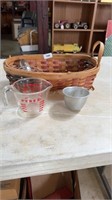 Basket and measuring cups