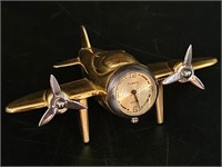 Heavy Brass Timex Airplane Clock
