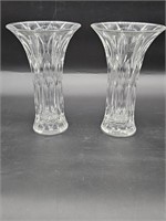 (2) Cut Glass 10.75in Flower Vases