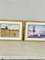 2 framed art prints - Lady w/ parasol - 18" x 22"