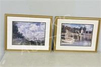 2 framed art prints - Rivers & boats - 18" x 22"