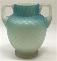 Blue Diamond Optic Satin Case Glass Vase