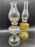 (2) Vintage Glass Oil Lamps