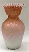Pink Diamond Optic Satin Glass Vase