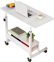 Adjustable White Home Office Desk with Storage and