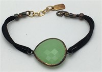 Sterling Silver Bracelet W Green Stone