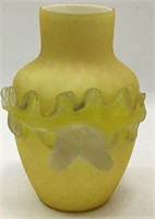 Yellow Satin Diamond Optic Case Glass Acorn Vase