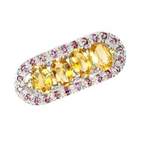 Natural Citrine  Rhodolite Garnet Sapphire Ring