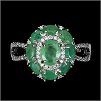 Natural Zambian Green Emerald Ring