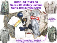 Over 30pcs Military Camouflage Uniform Shirts Caps