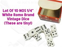 10 Romo White 1/4" Dice Vintage NOS New TINY 1A4
