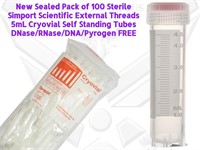 100 NEW Seal Simport 5mL CryoVial Cryogenic Tubes