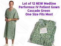 12 NEW Medline Performax IV Patient Gown Green AC1