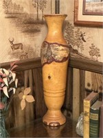 Hand Turned Carved Birch Floor Vase