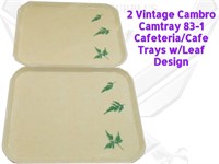 2 Vintage Cambro 83-1 Camtray Leaf Cafeteria Tray
