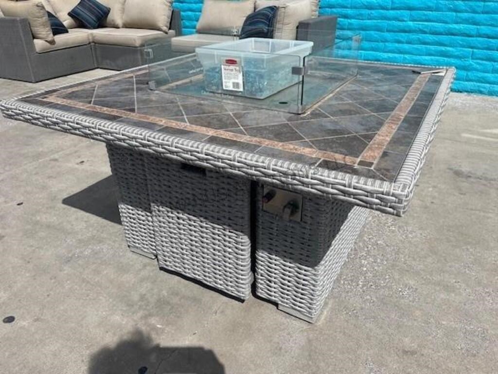 Outdoor Gas Firepit Stone Top