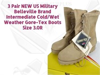 3 Brand New Military Belleville Boots Sz 3