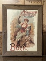 Hamm's Bock Beer Rustic Frame Poster Print