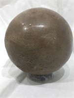 NIB Petrified Wood 5in Sphere w/ Stand By