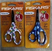 Lot of 2 Fiskars Pointed Tip Kids Scissors BoyGirl