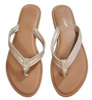Sz 5/6 West Loop Womens Gold Faux Leather Sandals