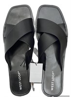 Sz 7/8 WestLoop Black Criss Cross Strappy Sandals