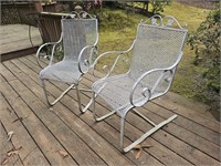 pair of wrought iron patio rockers 18" seat height
