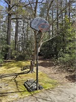 adjustable basketballl goal, bent rim
