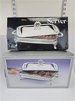 (2) silverplate servers