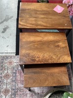 3 SET OF WOOD SIDE TABLES RETAIL $119